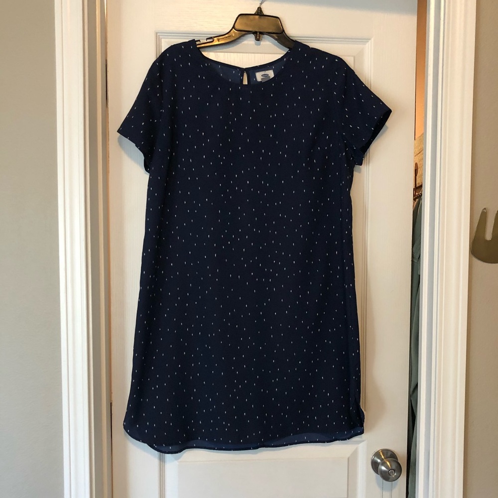 Navy shirt dress with white spots